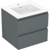 Mexen Orio, kúpeľňová skrinka 50 cm s umývadlom Otis, 2 zásuvky, grafitová matná/biela matná, 91A10-05047-2-BFF66-W18M01