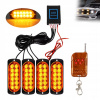 12V LED ORANŽOVÉ SVETLO DIAĽKOVÉ 4x VÝSTRAŽNÉ LAMPY STROBOSKOP POMOC ODŤAHOVKA