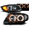 BMW E90 / E91 05-08 - predné čierna svetlá s ANGEL EYES s LED blikačom