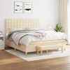 vidaXL Posteľný rám boxspring s matracom krémový 180x200 cm látka - Krémová - 68116-22917