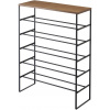 YAMAZAKI Stojan na topánky s poličkou Tower 3370, na 18-21 párov, š 66 cm, kov/drevo, čierny