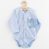 Dojčenské celorozopínacie body s dlhým rukávom New Baby Happy Elephant blue Modrá 62 (3-6m)
