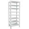 Skrutkovaný regál s kovovými policami Biedrax, biely - 30 x 150 x 250 cm, 8 políc