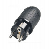 Solight zástrčka gumová do vlhka, přímá, IP44, černá (P76)