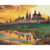 Maľovanie podľa čísel – Zámok pri vode a západ slnka, 100 × 80 cm, napnuté plátno na rám 8596530040712