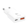 Sieťová nabíjačka SWISSTEN GaN USB-C + USB-A 30 W - tenká - biela