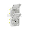 Legrand Plexo IP55 Zásuvka 2x2P+T, prístroj, predkáblovaná, zvislá, 16A, 230V, Biela
