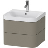 DURAVIT Happy D.2 Plus c-shaped závesná skrinka s nábytkovým umývadlom s otvorom, 2 zásuvky, 575 x 490 x 480 mm, kameňovo šedá matná lakovaná, HP4345O9292