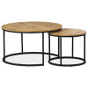 Autronic AF-3002 OAK - Set 2 ks stolíkov, MDF doska, dekor divoký dub, kovová podnož, čierny lak