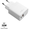 Sieťová nabíjačka FIXED s USB-C a USB výstupom, podpora PD a QC 3.0, 20W, biela FIXC20N-CU-WH