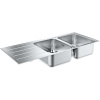 GROHE K500 ​nerezový dvojdrez s odkvapávacou plochou, s excentrom, obojstranný, horná montáž, 1160 x 500 mm, kartáčovaná nerezová oceľ, 31588SD1