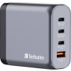 Verbatim GNC-140 GaN cestovní nabíječka, GaN, s adaptérem pro Evropu, s britským adaptérem, s americkým adaptérem, 1x USB A , 3x USB-C®, 140 W, Dodávka