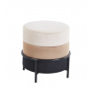 Zamatová taburetka RONDO s čiernou konštrukciou (béžová/cappuccino/čierna)