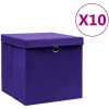 Shumee Úložné boxy s vekami 10 ks 28 × 28 × 28 cm fialové