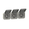 Legrand Plexo IP55 Zásuvka 3x2P+T, prístroj, predkáblovaná, vodorovná, 16A, 230V, Sivá