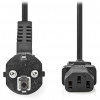 NEDIS napájecí kabel 230V/ přípojný 10A/ konektor IEC-320-C13/ úhlová zástrčka Schuko/ černý/ 3m CEGL10000BK30