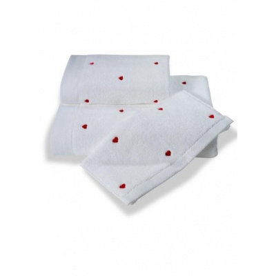 SOFT COTTON Uterák Soft Cotton Malý uterák Micro love 30 x 50 cm, biela - červená srdiečka