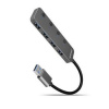 Axagon AXAGON HUE-MSA, 4x USB 3.2 Gen 1 SWITCH hub, kovový, micro USB nap. konektor, kabel USB-A 20cm
