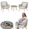 Bello Giardino BELICCO set 2+1 - malý ratanový balkónový set, šedá a béžová melanž