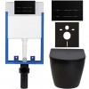 CERANO - Kompletný podomietkový WC set Lite/Verde - čierna matná - WC tlačidlo Line, čierna matná - na zamurovanie - 49x36 cm