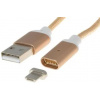 PremiumCord Magnetický micro USB 2.0, A-B nabíjecí a datový kabel 1m, zlatý ku2m1fgo
