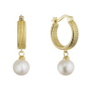 Pozlátené náušnice kruhy so zavesenou riečnou perlou 21127.1