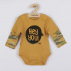 NEW BABY Dojčenské bavlnené body s dlhým rukávom New Baby With Love horčicové - 74
