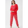 Amor - dámske pyžamo so srdiečkami nadmerné 4XL Červená