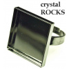 Crystal-ZONE Prsteň crystalROCKS štvorec 20mm ruténium