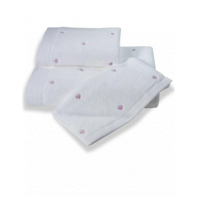 SOFT COTTON Uterák Soft Cotton Malý uterák Micro love 30 x 50 cm, biela - lila srdiečka