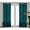 Zamatový záves MEGI s volánmi v tmavotyrkysovej farbe na dekoračné kolieska
