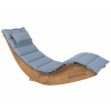 BELIANI Lehátko z ľahkého akáciového dreva s lamelovým dizajnom, hojdacím dizajnom, zakriveným tvarom a modrým vankúšom sedadla