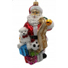 Vianočné ozdoby - Santa sklenené ozdoby s krídlom a 18cm darčeky