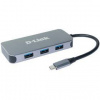 USB Hub D-Link 6v1 z USB-C na HDMI, Gigabit ethernet a Power Delivery (DUB-2335) sivý