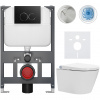 CERANO - Závesné WC s bidetom Cronus Standard - biela lesklá - tlačidlo Prime/Dualo, čierne - závesné - nízky modul - predstenová inštalácia / sadrokartón - 59,3x38,4 cm