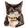 Maľovanie podľa čísel - Mačka s kávou (Holly Simental), 40 x 50 cm, bez rámu a napnutého plátna 8596530049401