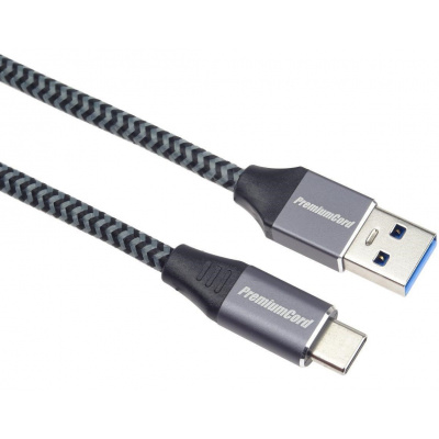 PREMIUMCORD USB-C na USB 3.0 A (USB 3.1 generácia 1, 3A, 5Gbit/s) 3m opletenie ku31cs3