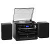 Auna 388-DAB+, stereo systém, 20 W max., platne, CD, kazety, BT, FM/DAB+, USB, čierny (MG-388DAB+)