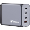 Verbatim GNC-240 GaN cestovní nabíječka, GaN, s adaptérem pro Evropu, s britským adaptérem, s americkým adaptérem, 1x USB A , 3x USB-C®, 240 W, Dodávka