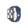 Apple Watch SE GPS + Cellular 44mm Silver Aluminium Case with Denim Sport Band - S/M (MXGP3QC/A)