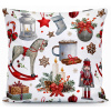 123 Obrusy Vianočná obliečka Zimná rozprávka – biely motív s koníkom, sviečkami a dekoráciami 40x40 cm