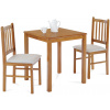 Autronic Jedálenský set 1 + 2, stôl 69 x 69 x 75 cm, masív kaučukovník, morenie dub landhaus, šedé látkové sedáky JAGUAR OAK