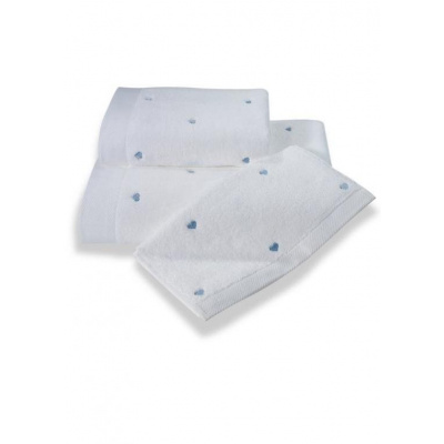 SOFT COTTON Uterák Soft Cotton Malý uterák Micro love 30 x 50 cm, biela - modrá srdiečka