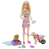 Barbie® Panenka Barbie a pejsek s invalidním vozíčkem, Mattel HTK37