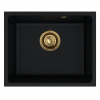 Sink Quality Crypton 55, kuchynský granitový drez 460x375x205 mm + zlatý sifón, čierna, SKQ-CRY.C.1KBO.55.XG