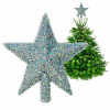 STRIEBORNÁ HOLOGRAFICKÁ HVIEZDA NA VIANOČNÝ STROMČEK ŠPICA NA VIANOČNÝ STROMČEK OZDOBY 20CM VIANOCE