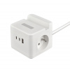 Síťový adaptér VIKING YC23H, bílá/Output:2xAC,1xUSB-A,2xUSB-C/držák na mobil/LED světlo/1,4m kabel