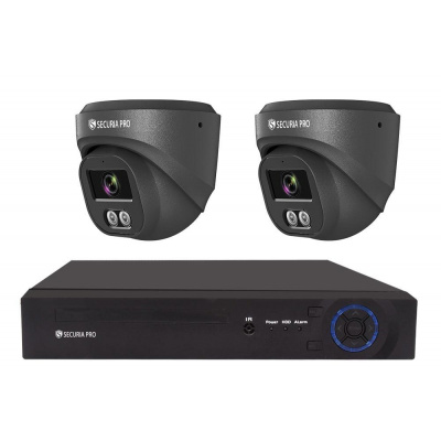 Securia Pro IP kamerový systém NVR2CHV4S-B DOME smart, čierny Nahrávanie: bez disku