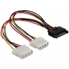 Power Adapter SATA 15-pin samec na 2x Molex 4-pin samica, 20cm
