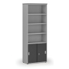 Kombinovaná kancelárska skriňa PRIMO GRAY, zasúvacie dvere na 2 poschodia, 800 x 420 x 2128 mm, sivá/grafit